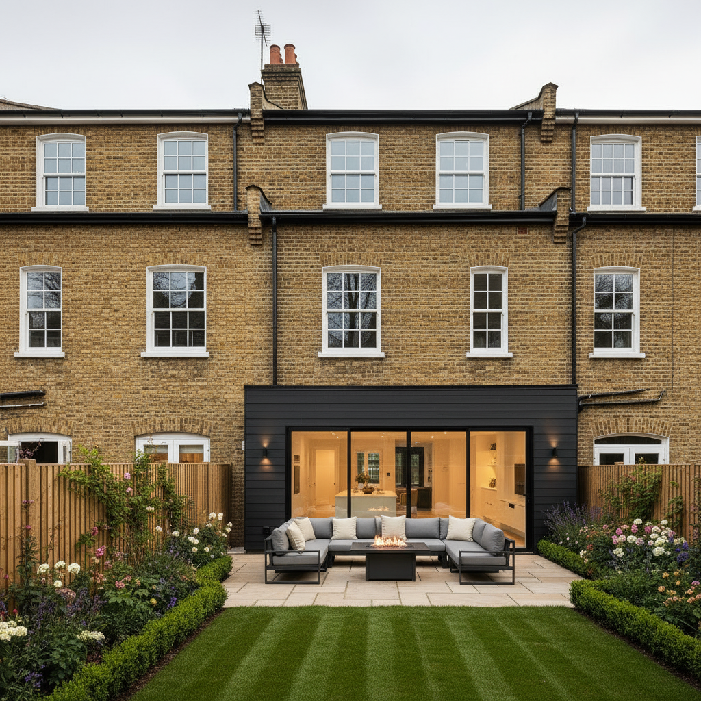 Rear extension open-plan kitchen-diner — after style reference